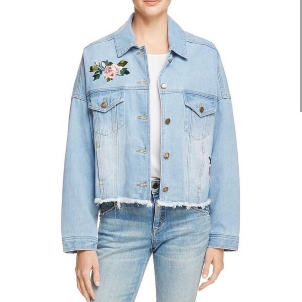 Sadie & Sage Denim Jacket with Floral Embroidery
